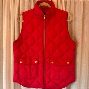 J. Crew Vibrant Red Quilted Vest